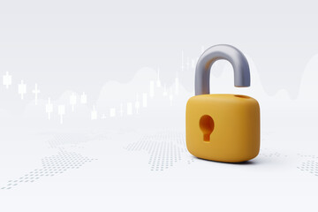 3d Vector Lock and Key, Open the lock with the key. Data Protection, Safety, Encryption, Protection, Privacy concept.