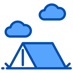 Camping blue outline icon
