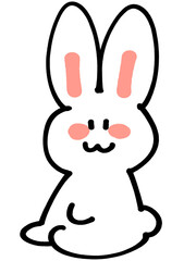 お座りするゆるうさぎイラスト素材