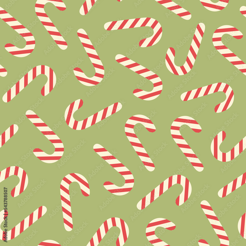 Poster retro groovy minimal seamless pattern with christmas sweets on a green background. pastel colors. tr