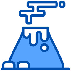 Volcano blue outline icon