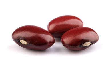 Closeup red bean (kidney bean) isolated on white background. Clipping path