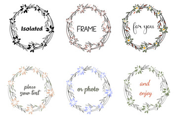 Set of isolated herbal frames 