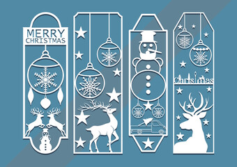 laser cut Die and decorative panel bookmark patterns. set of bookmark templates.