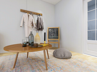 Obraz premium Interior design of modern residential living room, 3d rendering