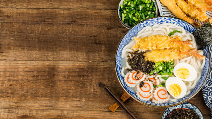 Japanese Cuisine: Delicious tempura prawn udon noodles