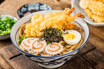 Japanese Cuisine: Delicious tempura prawn udon noodles