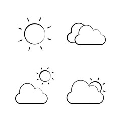 weather, sun, cloudy, sunny, cloudy, icon, flat suitable for web and apps