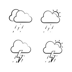 weather, light rain, light rain with heat, light rain with lightning, light rain with heat and lightning, icon, flat