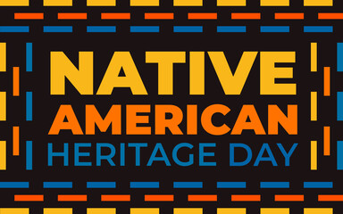 Native american heritage day banner, poster, card, background content for social media with the text 25 November native american heritage day.