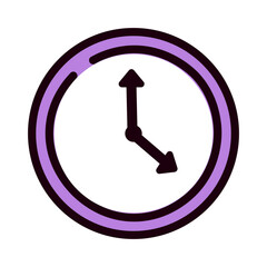 vector icon of clock with simple and purple icon style