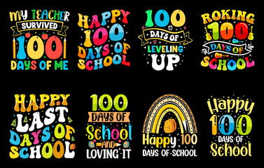 100th days of school t shirt Bundle, hundred days t shirt design set