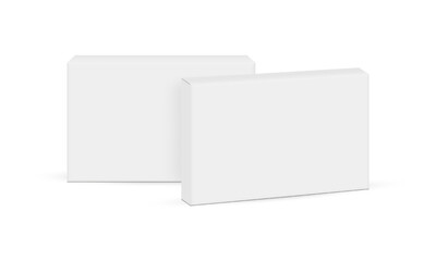 Two Rectangular Packaging Boxes Mockups, Isolated on White Background. Vector Illustration
