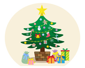 Naklejka premium クリスマスツリーとプレゼント