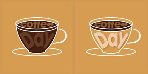 Beautiful creative coffee cup with 
text 