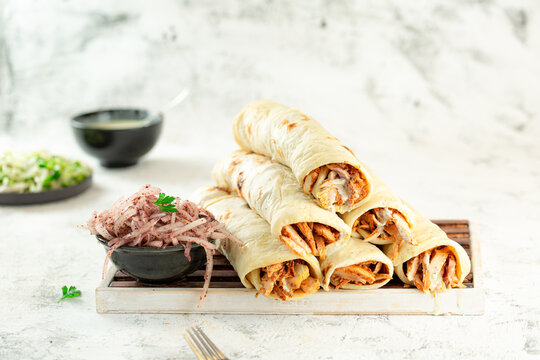 Shawarma With Onions And Tahini