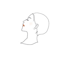 横を向いた美しい女性