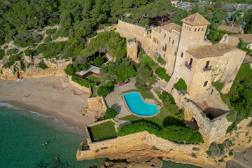 Mediterranean beach castle of Castell de Tamarit on the costa Brava in northern spain