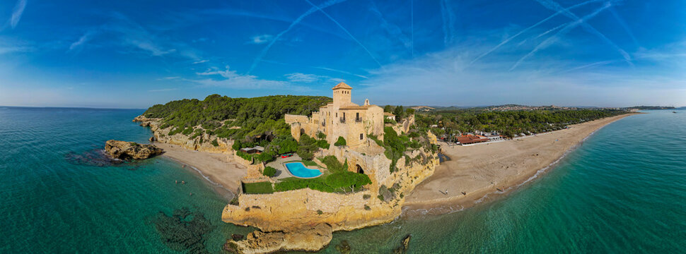 Mediterranean beach castle of Castell de Tamarit on the costa Brava in northern spain