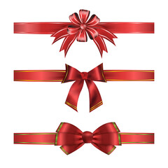 Luxury Red ribbon gift bows Decorative bow, 3d  set 