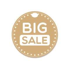 A set of shopping stickers, a paper label about a sale with the text BIG SALE