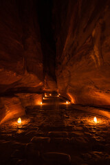 The Siq of Petra by Night