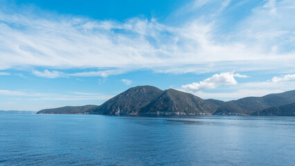 Beautiful blue sea with Elba island, Italy