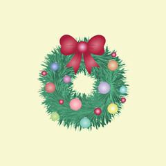 christmas tree with balls and ribbon