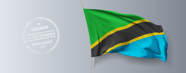 Fototapeta premium Tanzania happy independence day greeting card, banner with template text vector illustration