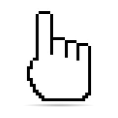 Mouse cursor pixel shadow icon, web click symbol, computer pointer vector illustration