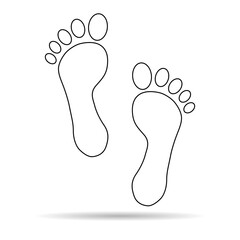 Foot print human sign shadow, track walking design icon, outline vector illustration