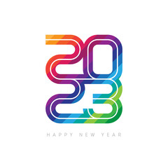 Colorful inscription on light background. Brochure or calendar cover design template. Happy new year 2023. Cover of business diary for 20 23 with wishes.