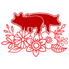 Cute Pig Illustration, Pig Silhouette