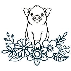 Cute Pig Illustration, Pig Silhouette