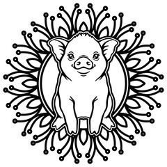 Obraz premium Cute Pig Illustration, Pig Silhouette