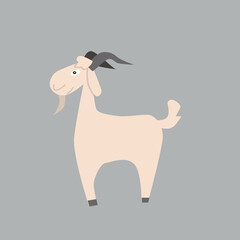 Cute goat. Vector cartoon illustration