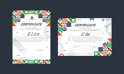 Modern certificate design with mosaic theme
