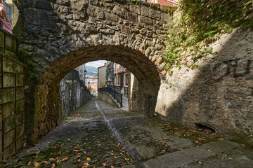 Fototapeta na wymiar View of the ancient pavement called Calzadas de Mallona (Mallona pavement) , Bilbao, Biscay, Basque Country, Euskadi, Euskal Herria, Spain, Europe.