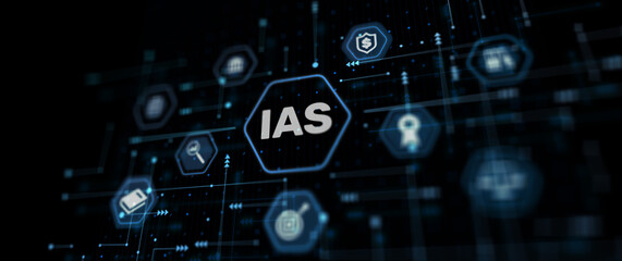 IAS International Accounting Standards. Financial statements mixed media - obrazy, fototapety, plakaty
