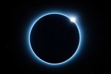 Solar eclipse on a black background - obrazy, fototapety, plakaty