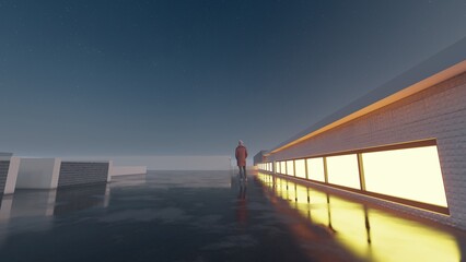 empty space empty places liminal space 3d render backrooms © Hirzan