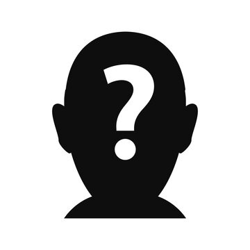 A problem, question head icon. Flat vector illustration isolated on white background.