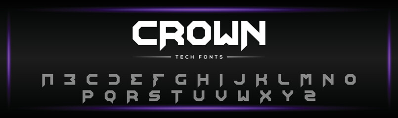 CROWN minimal creative Tech Letter typography Concept and Luxury vector font typeface Logo Design.