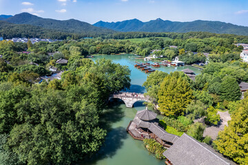 Obraz premium Aerial photography of Chinese garden landscape of West Lake in Hangzhou, China