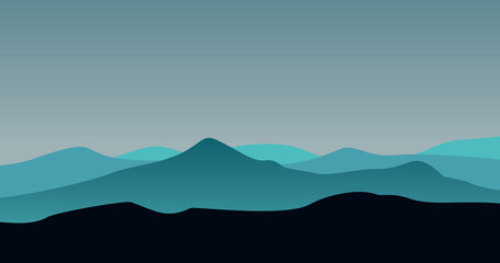 foggy gradation mountain and forest nature background illustration