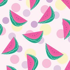 Seamless fruit pattern with beautiful cucumber doodle