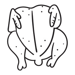 Outline icon. Roast chicken. Food vector illustration. 