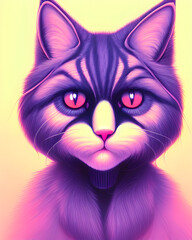 Incredibly bright portrait of a cat. super cute fluffy cat, fur cat, in clothes