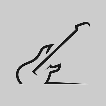 recommend clip art: Electric guitar symbol on gray backdrop. Design element