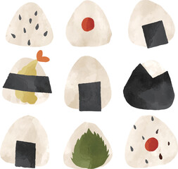 かわいい手描きのおしゃれなおにぎりのイラスト